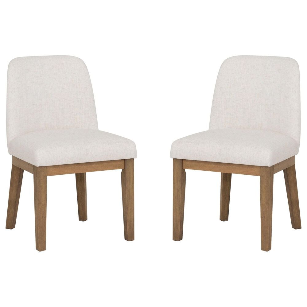 Linon Home Decor Tucker Side Chair with Cream Cushion in Natural Brown (Set of 2), , large