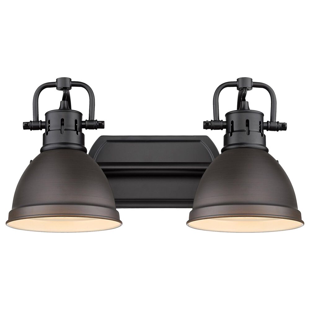 Golden Lighting Duncan 2-Light Bath Vanity in Matte Black and Rusted Bronze, , large