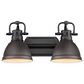 Golden Lighting Duncan 2-Light Bath Vanity in Matte Black and Rusted Bronze, , large
