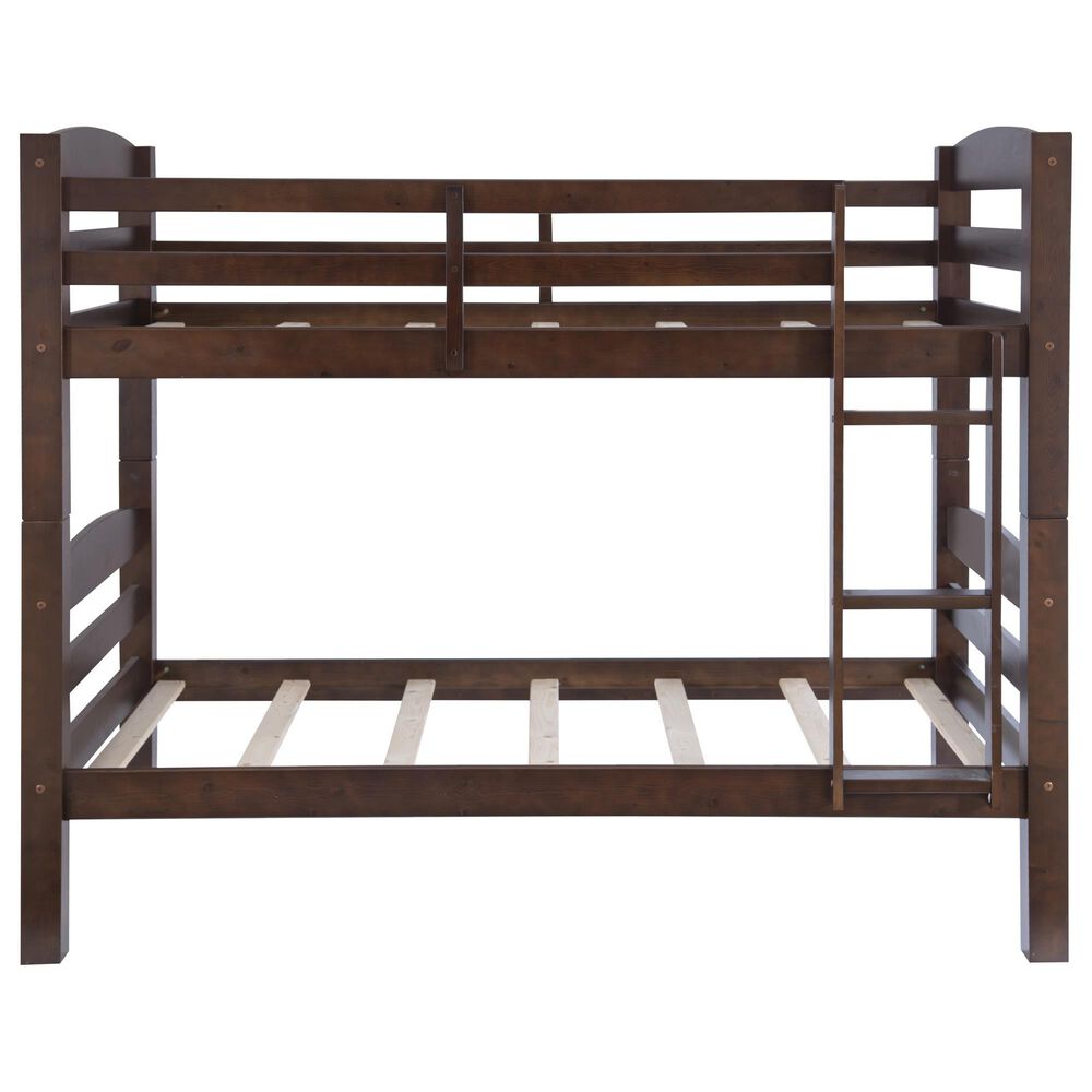 Linon Home Decor Levi Twin Over Twin Bunk Bed in Espresso, , large