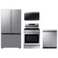 Samsung 4-Piece Kitchen Package with 30 Cu. Ft. French Door Refrigerator with Beverage Center and 6.3 Cu. Ft. Smart Freestanding Electric Range in Stainless Steel, , large