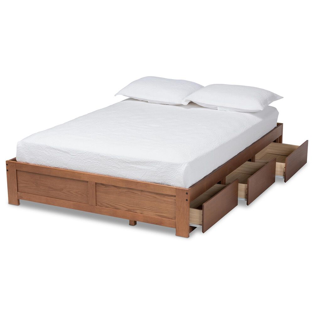Baxton Studio Wren Full Storage Bed Frame in Walnut Brown, , large