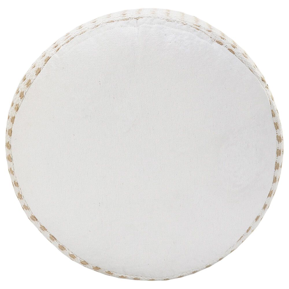 LR Home 18" Round Dots Pouf in Natural and White, , large