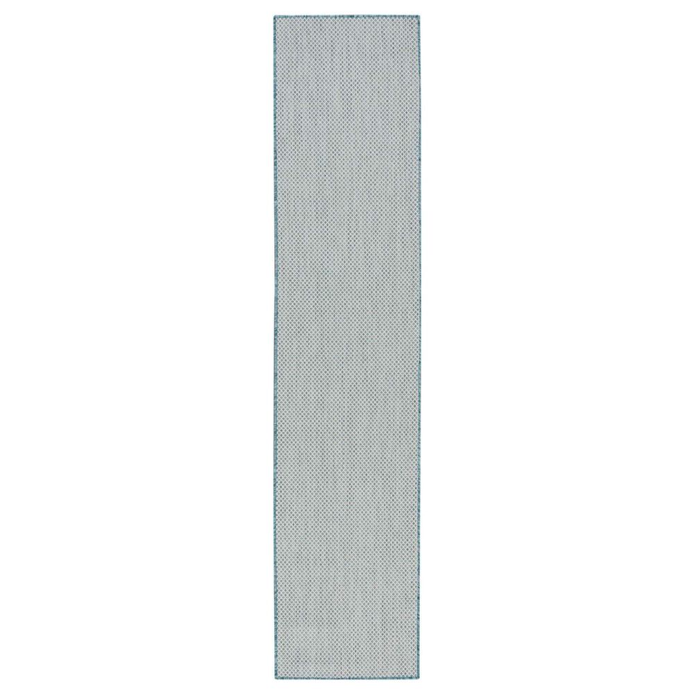 Nourison Courtyard Ivory and Aqua 2&#39; x 6&#39; Indoor/Outdoor Runner, , large