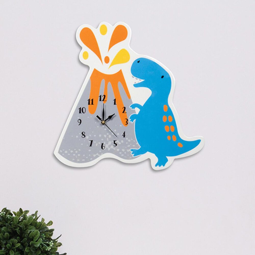 Trend Labs Dinosaur Volcano Wall Clock in Blue, , large