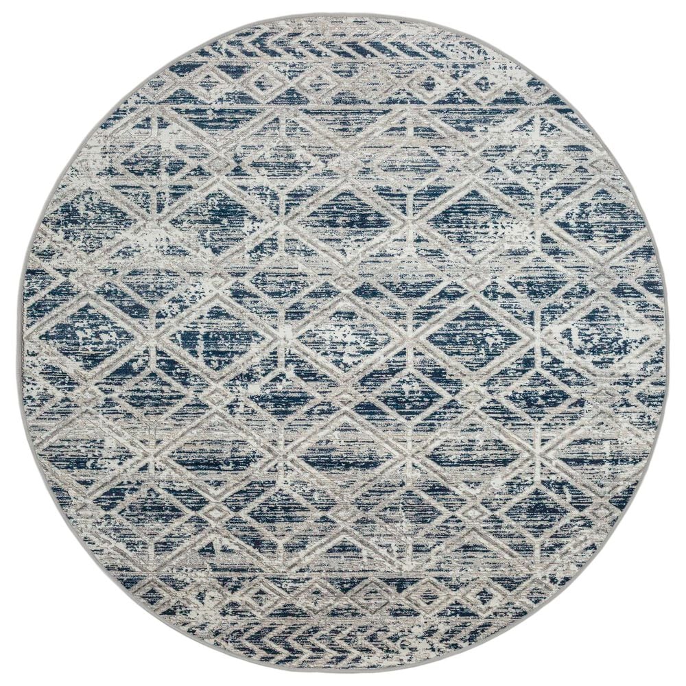 Radici USA Livigno Southwestern 5"3" Round Blue Area Rug, , large