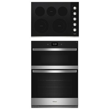 Whirlpool 2-Piece Kitchen Package with 6.4 Cu. Ft. Wall Oven Microwave and Electric Cooktop in Fingerprint Resistant Stainless Steel, , large