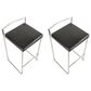 LumiSource Fuji Stackable Counter Stool with Black Faux Leather in Brushed Stainless Steel (Set of 2), , large