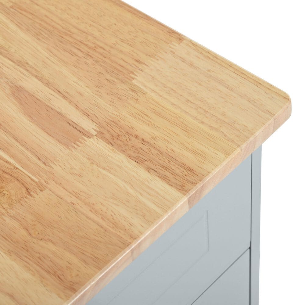 HOMLUX 47" Fluted Kitchen Island with Trash Can Storage Cabinet in Grey, Blue and Natural, , large