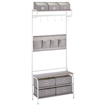 mDesign Coat Rack and Bench in White, , large
