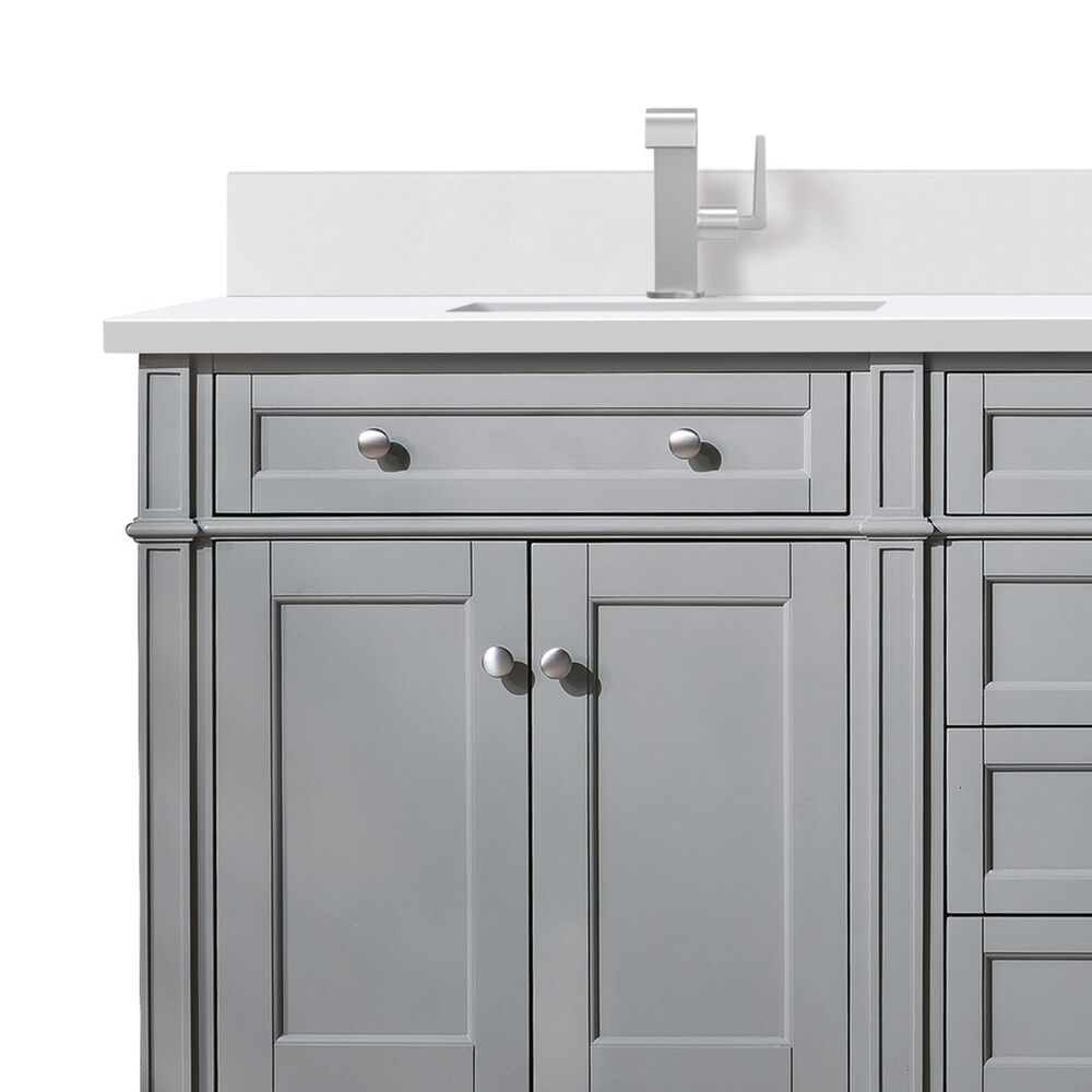 James Martin Vanities Brittany 72&quot; Double Bathroom Vanity in Urban Gray with 3 cm White Zeus Quartz Top and Rectangular Sinks, , large