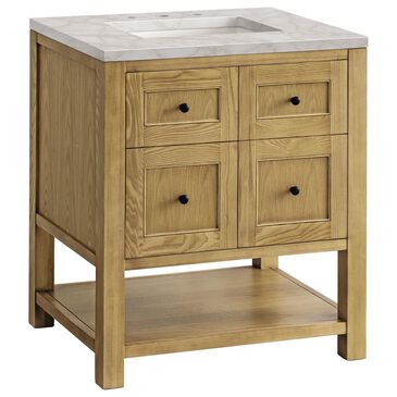 James Martin Vanities Breckenridge 30" Single Bathroom Vanity in Light Natural Oak with 3 cm Victorian Silver Quartz Top and Rectangular Sink, , large