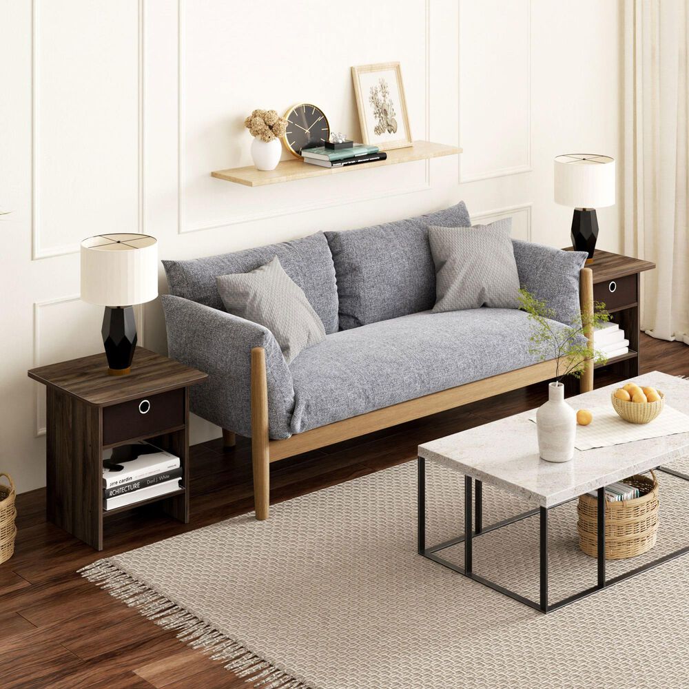 HOMLUX 1-Drawer Modern Nightstand with Open Shelf in Columbia Walnut, , large