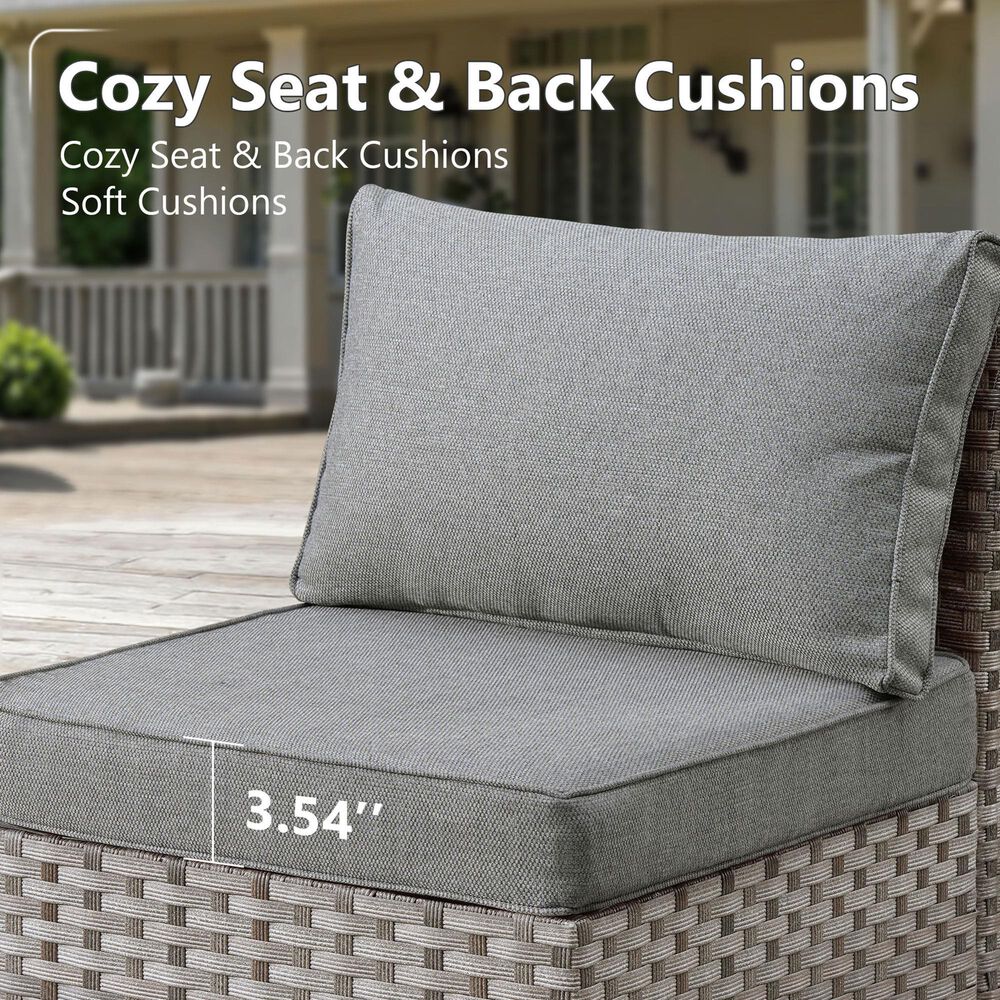 HOMLUX 6-Piece Outdoor Wicker Sectional Patio Furniture Set in Dark Gray, , large