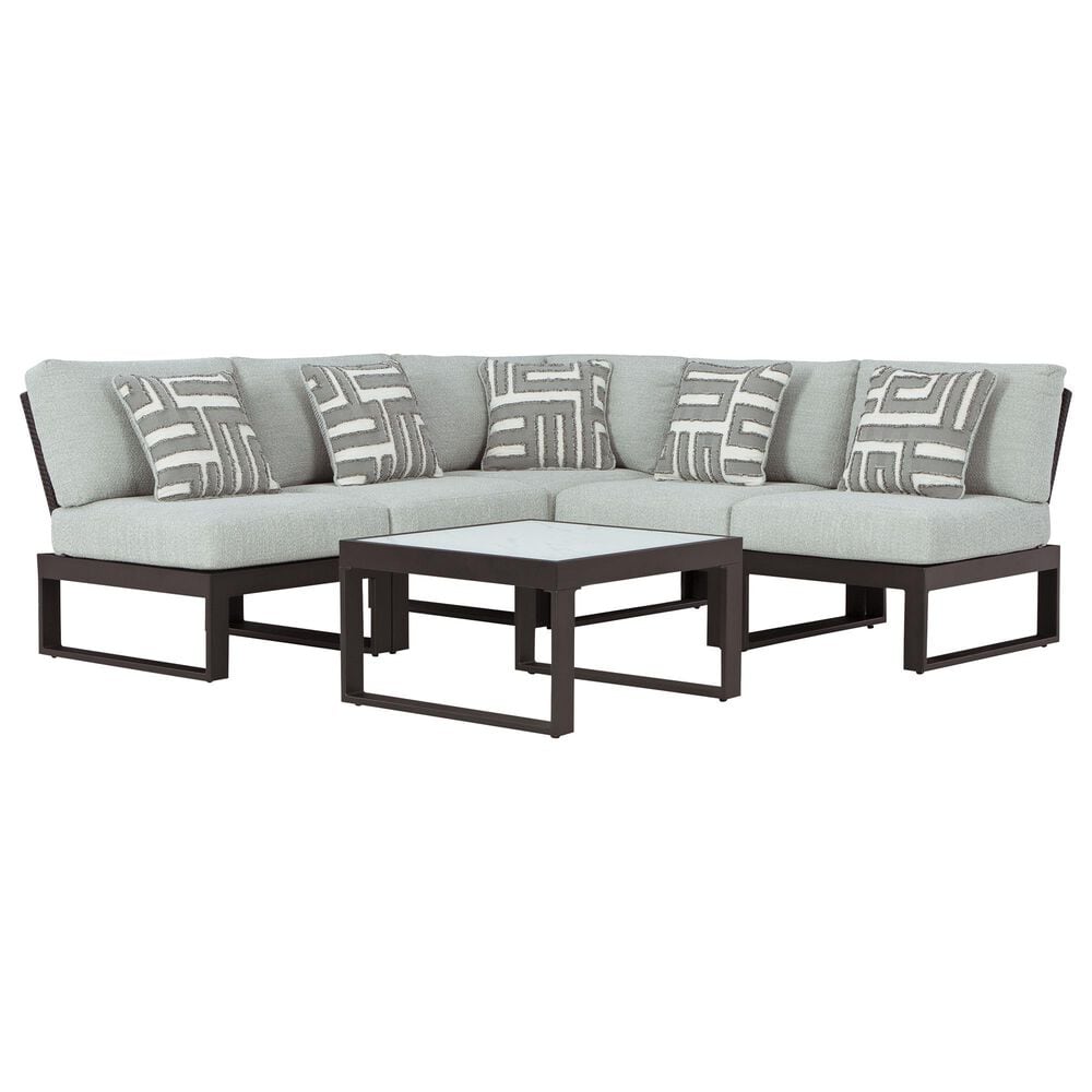 Ashley Beachloft 6-Piece Outdoor Sectional with Table in Gray, , large