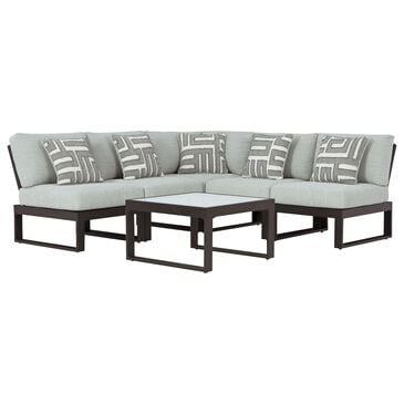 Ashley Beachloft 6-Piece Outdoor Sectional with Table in Gray, , large