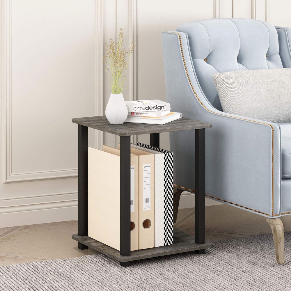 HOMLUX 2-Tier End Table in French Oak and Black (Set of 2), , large