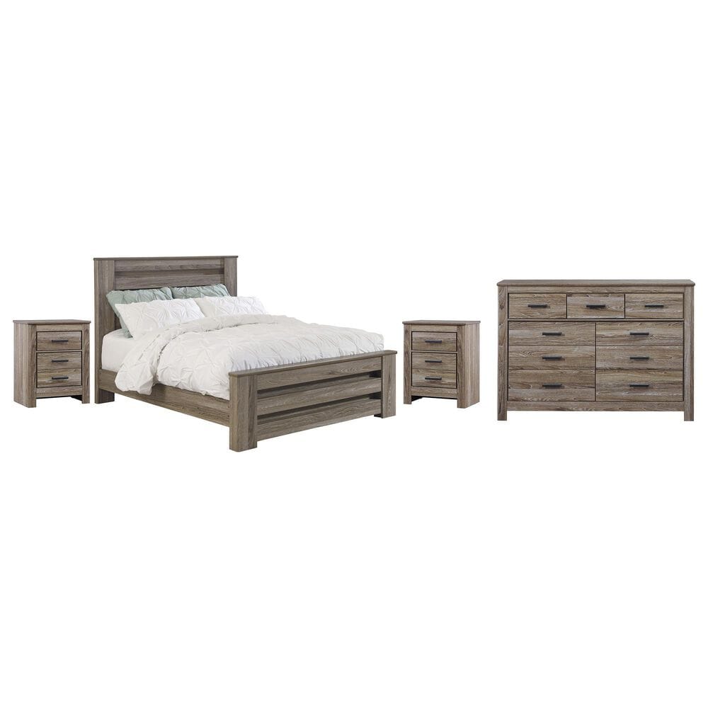 Ashley Zelen 4-Piece Queen Bedroom Set in Warm Gray, , large