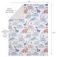 Lambs & Ivy Dino-Might Baby Blanket in White, Gray and Blue, , large