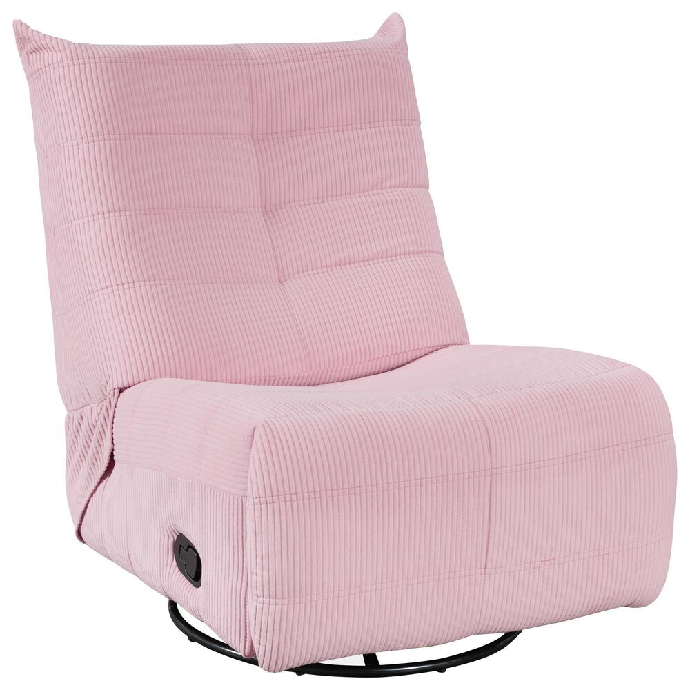 HOMLUX 31" Manual Swivel Glider Recliner with Pocket Coil Seat in Pink Corduroy, , large