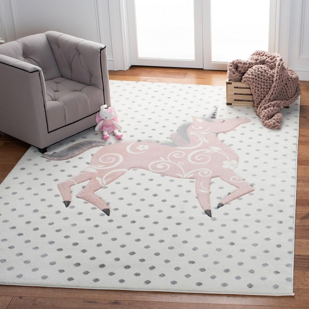 Safavieh Carousel 3&#39;3&quot; x 5&#39;3&quot; Ivory, Grey and Pink Kids  Area Rug, , large
