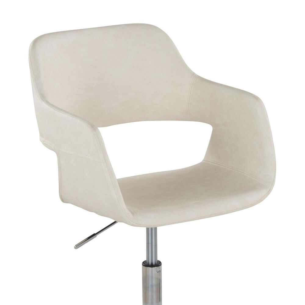 LumiSource Margarite Swivel Task Chair with Cream Faux Leather Cushion in Chrome, , large