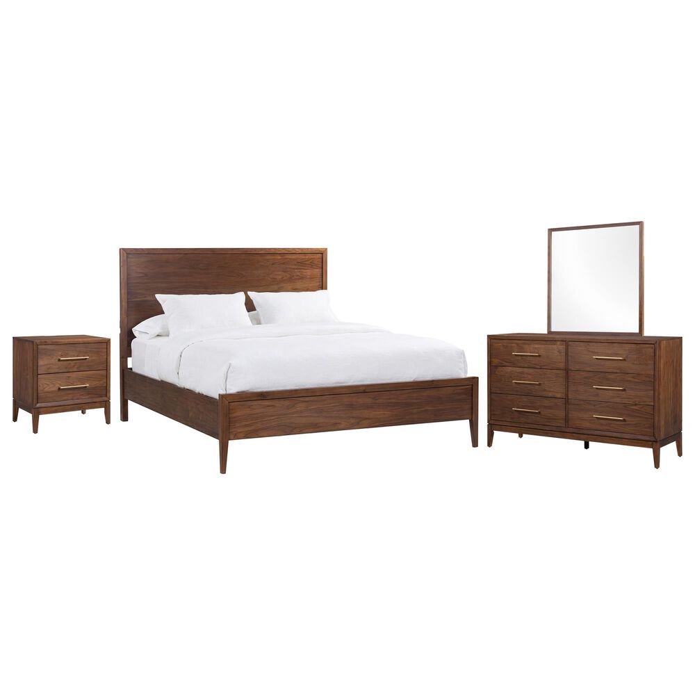 Riva Ridge Jasper 4 Piece King Panel Bedroom Set in Modern Walnut, , large