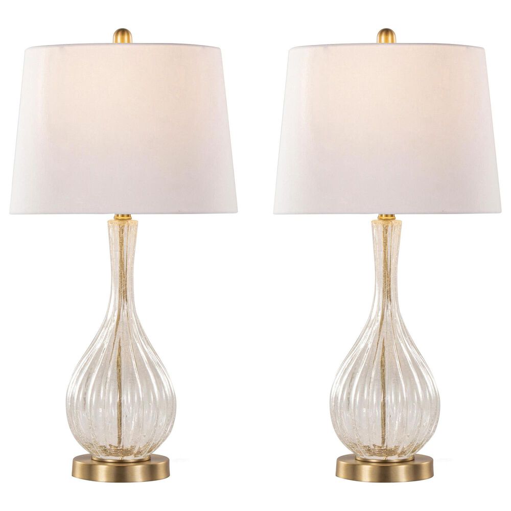 LumiSource Jenny Glass Table Lamp in Clear Crackle and Gold (Set of 2), , large