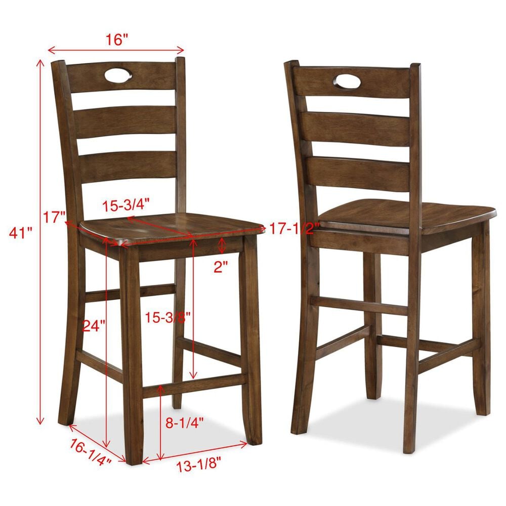 Crown Mark Ashborn 5-Piece Square Counter Height Table Set in Brown, , large