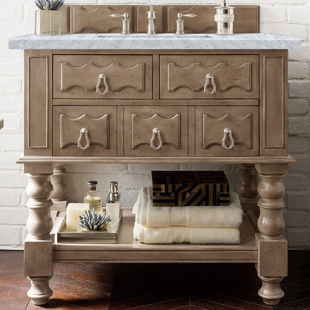 James Martin Castilian 36" Single Bathroom Vanity in Empire Gray with 3