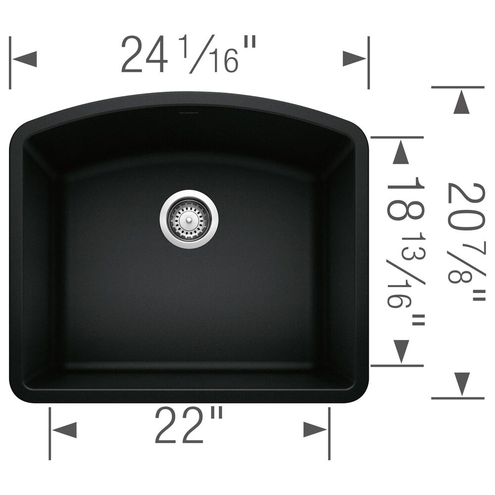 Blanco Diamond Single Bowl Kitchen Sink in Coal Black, , large