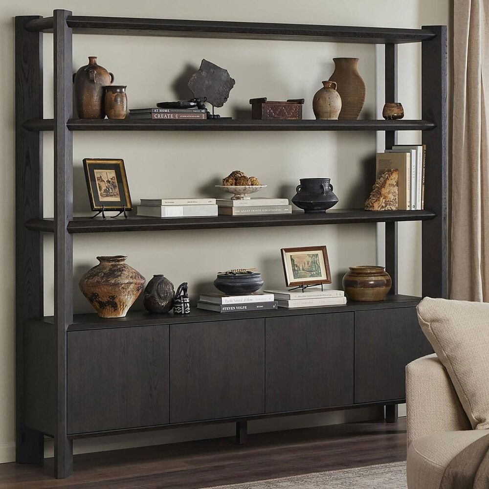 Four Hands Bolton Orwin Wide Bookcase in Smoked Black Oak, , large