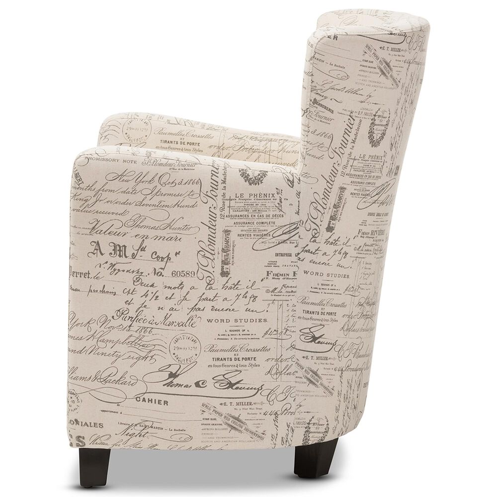 Baxton Studio Benson Club Chair and Ottoman Set with Beige Cushion in Coffee, , large