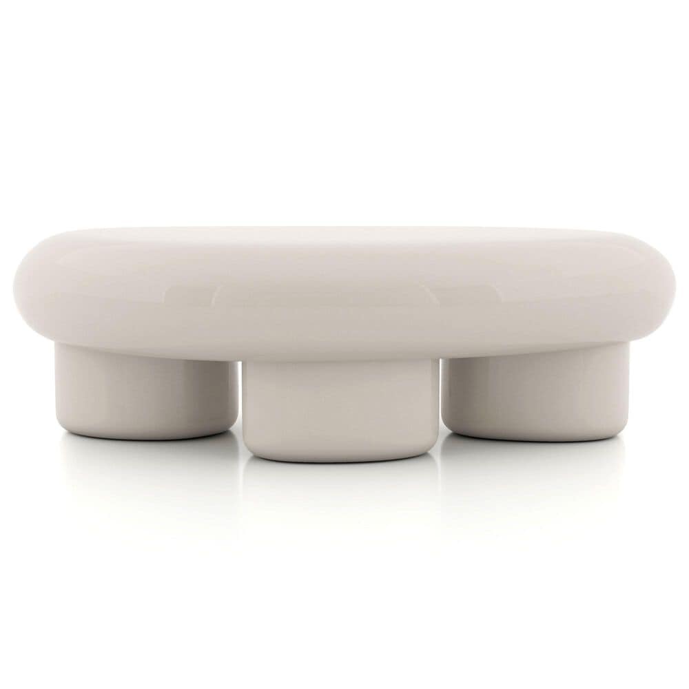 Furniture of America Rene Low Profile Glossy Coffee Table in Cream, , large