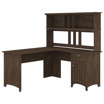 Bush Salinas 60" L-Shaped Desk with Hutch in Ash Brown, , large