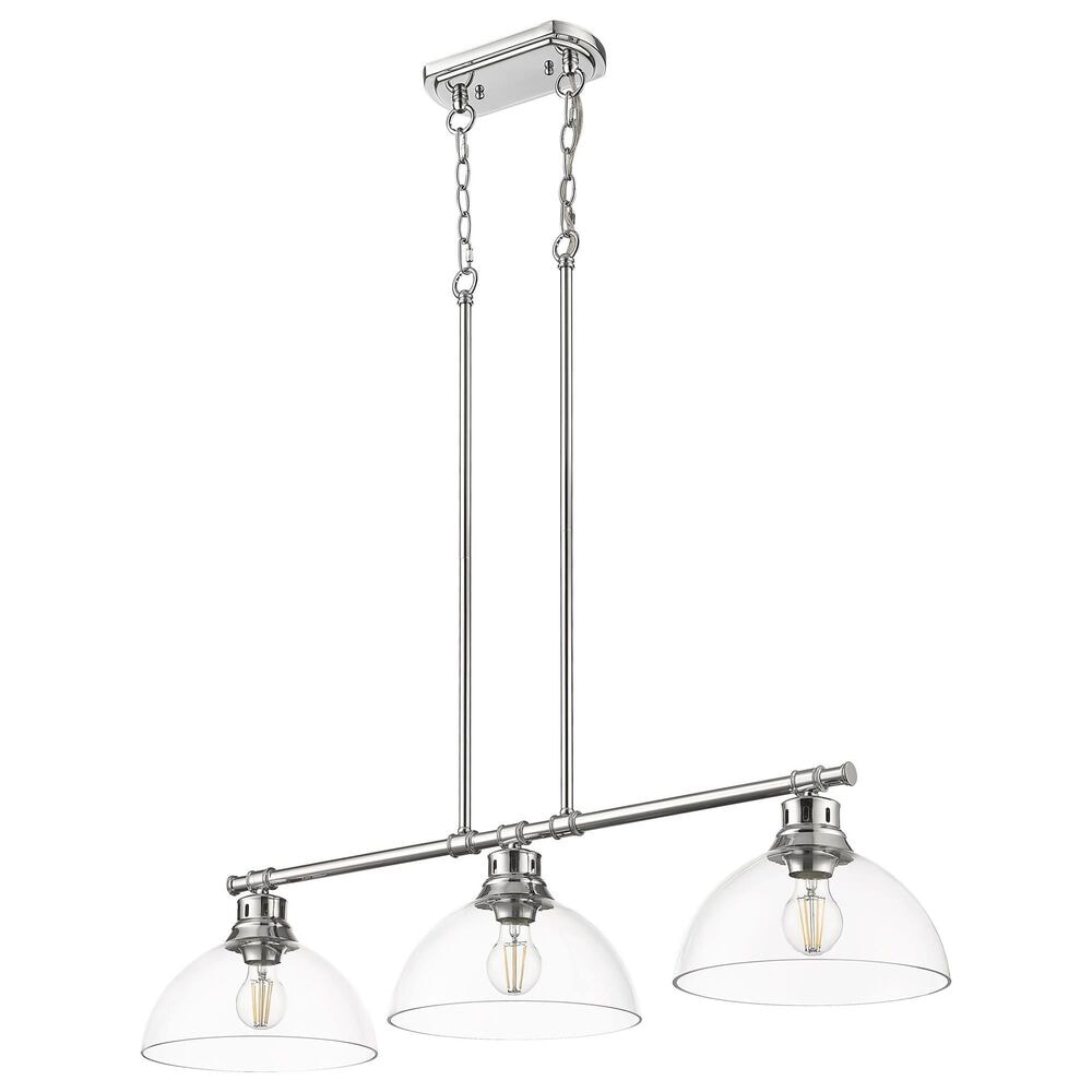 Golden Lighting Duncan 3-Light Pendant with Clear Shade in Chrome, , large