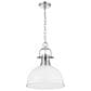 Golden Lighting Duncan 1-Light Pendant with Chain and Matte White Shade in Chrome, , large
