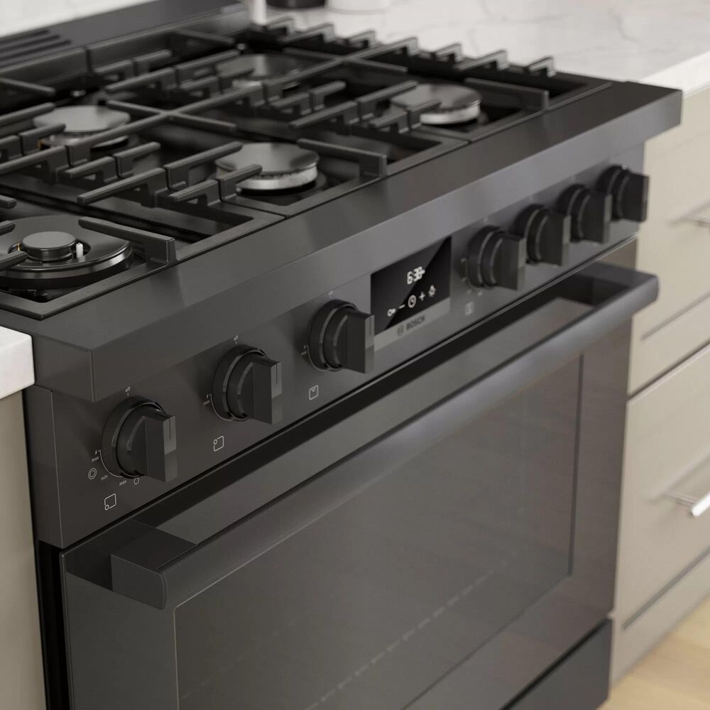 Bosch 36&quot; Freestanding Dual Fuel Range in Black Stainless Steel, , large