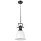 Golden Lighting Duncan 1-Light Small Pendant with Rod and Matte White Shade in Matte Black, , large