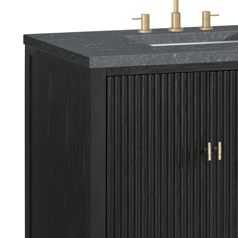 James Martin Vanities Myrrin 72" Double Bathroom Vanity in Carbon Oak with 3 cm Eternal Jasmine Pearl Silestone Top, Rectangular Sinks and FreePower Wireless Charger, , large