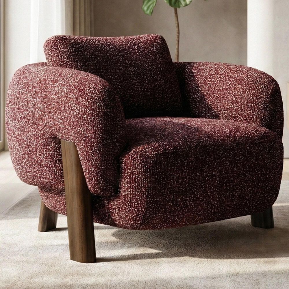 Furniture of America Premier Accent Chair in Burgundy Tweed, , large