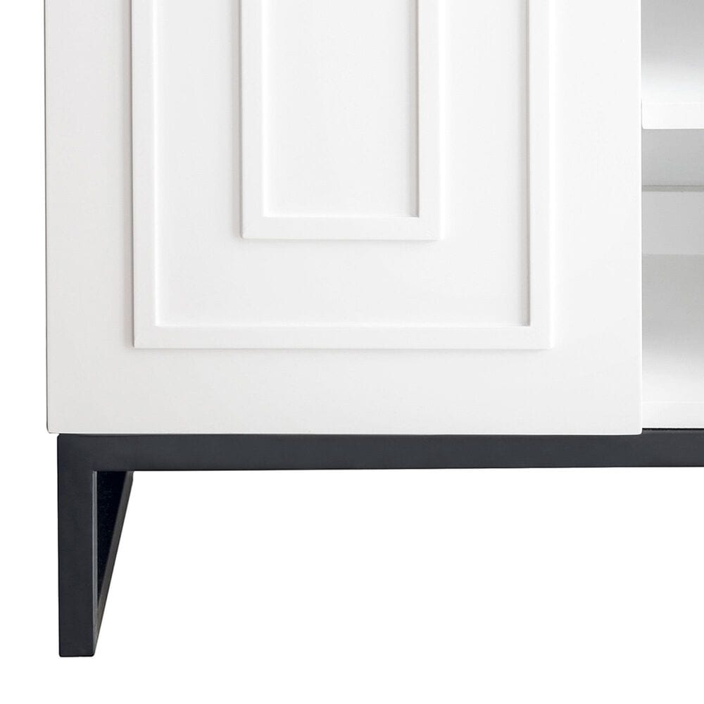 James Martin Vanities Alicante 24&quot; Single Bathroom Vanity in Glossy White and Matte Black with 5 cm White Glossy Resin Top and Rectangular Sink, , large