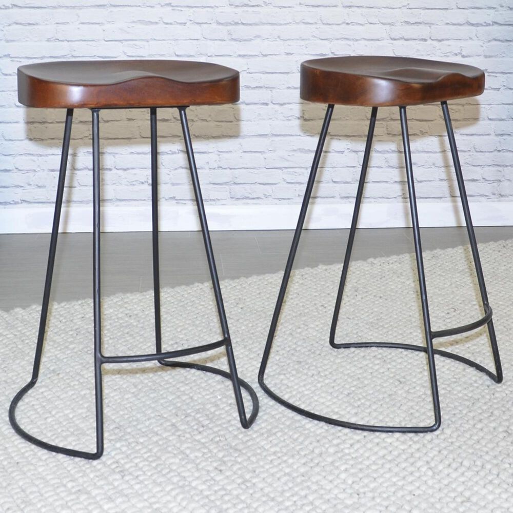 Carolina Cottage Eli 25" Counter Stool in Chestnut and Black (Set of 2), , large