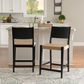 Linon Home Decor Cadence Counter Stool in Matte Black and Natural (Set of 2), , large