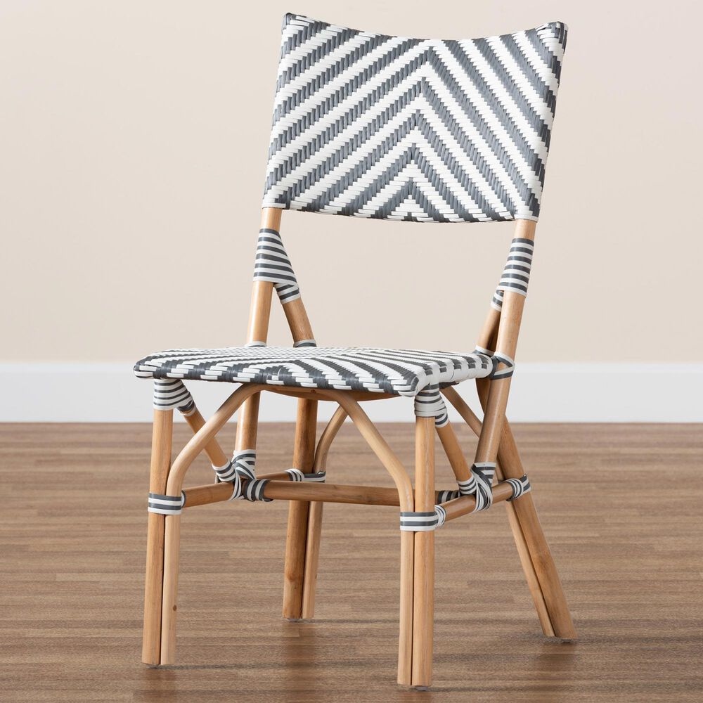 Baxton Studio Shai Side Chair in Grey, White and Natural Brown, , large
