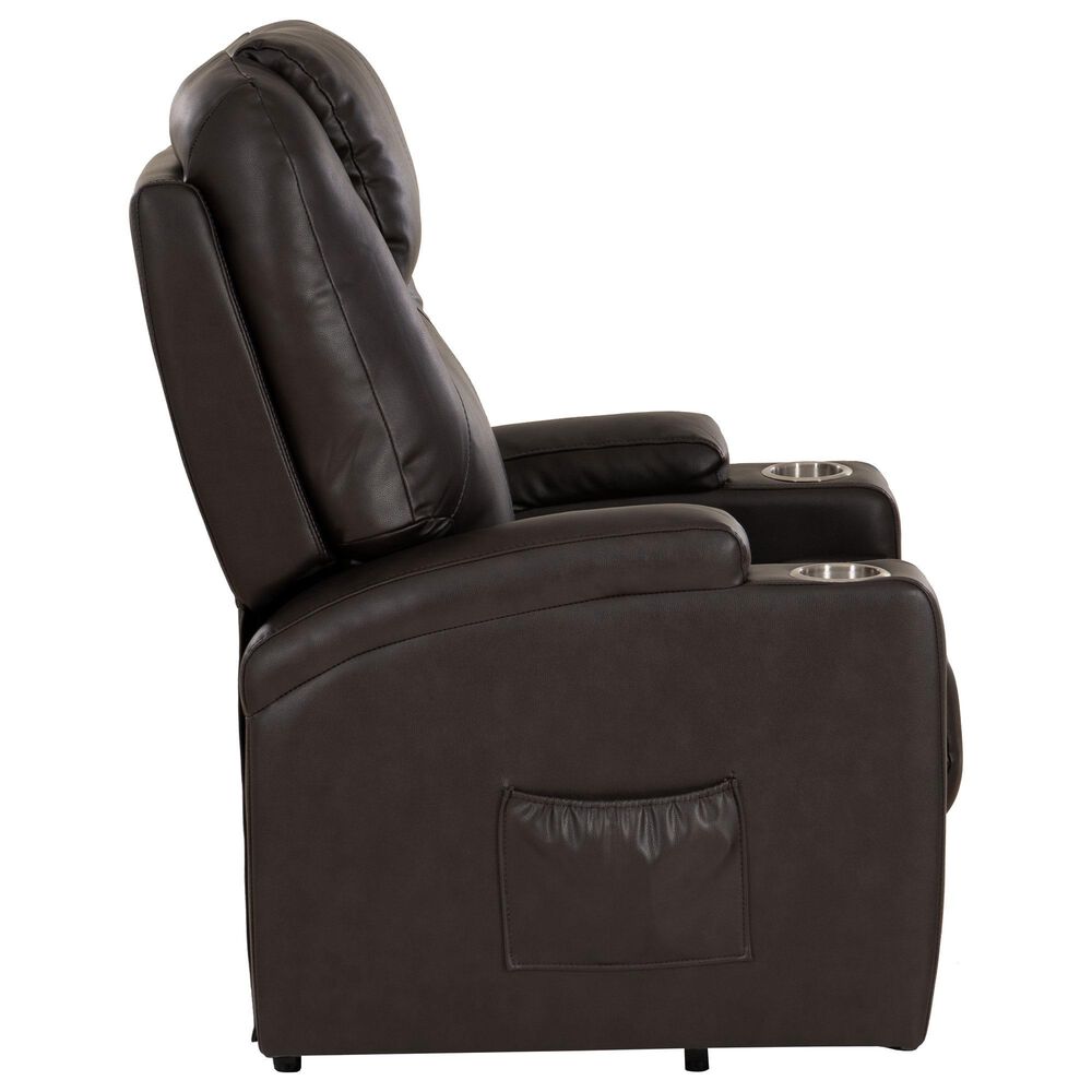 Linon Home Decor Peoria Power Lift Recliner in Chocolate, , large