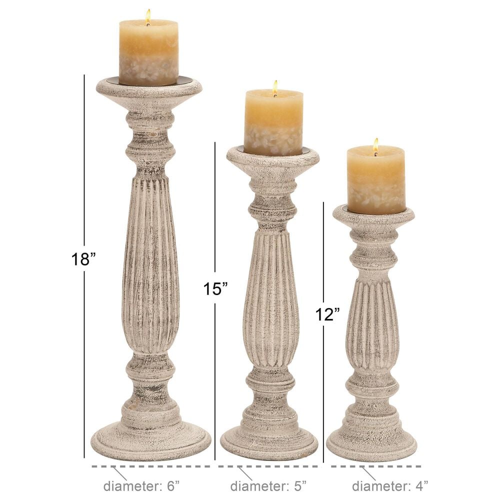 Maple and Jade 12&quot;, 15&quot;, 18&quot; Decorative Candle Holder in White &#40;Set of 3&#41;, , large