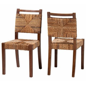 Baxton Studio Cordoba Side Chair in Natural Seagrass and Teak (Set of 2), , large