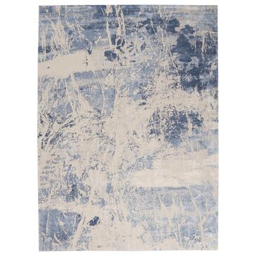 Nourison Silky Textures SLY02 7"10" x 10"6" Blue and Cream Area Rug, , large