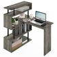 HOMLUX 5-Tier Shelves L-Shape Computer Desk in French Oak Grey and Black, , large